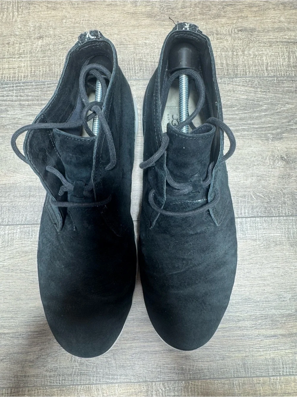 UGG Black Suede Chukka Boots with White Sole